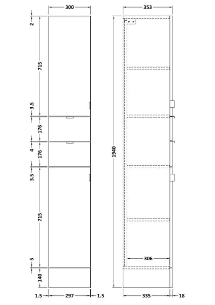 Hudson Reed 300mm Tall Unit