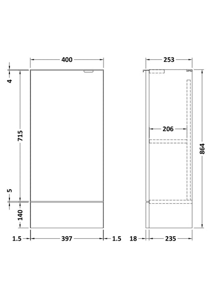 Hudson Reed 400mm Base Unit - Compact