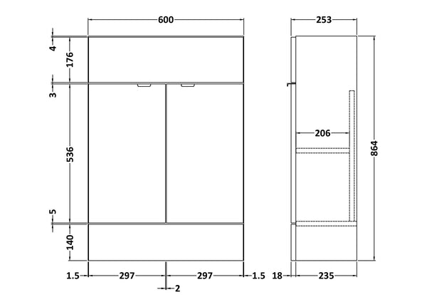 Hudson Reed 600mm Vanity Unit - Compact