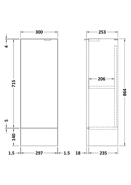Hudson Reed 300mm Base Unit - Compact
