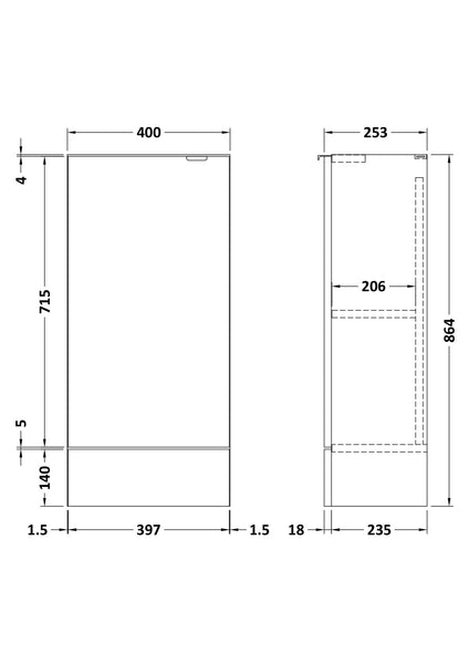 Hudson Reed 400mm Base Unit - Compact