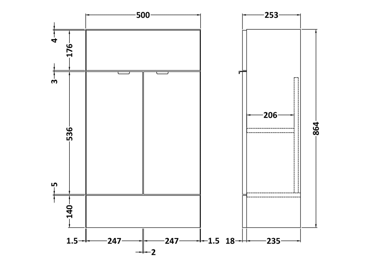 Hudson Reed 500mm Vanity Unit - Compact