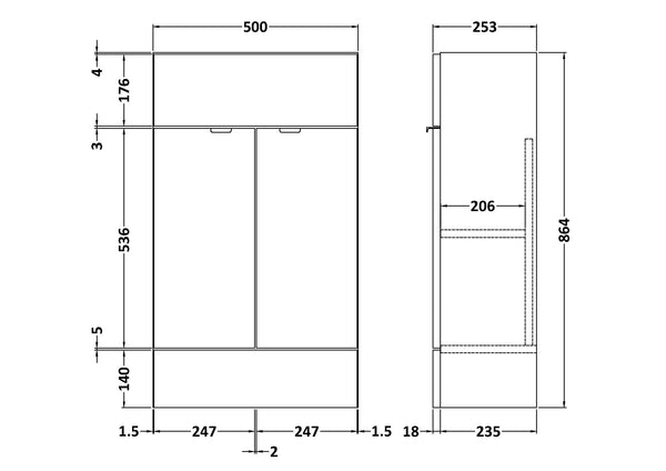 Hudson Reed 500mm Vanity Unit - Compact