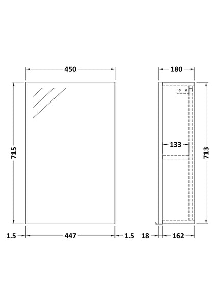 NUIE 450mm Mirror Cabinet