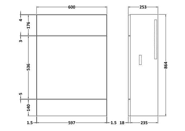 Hudson Reed 600mm WC Unit - Compact