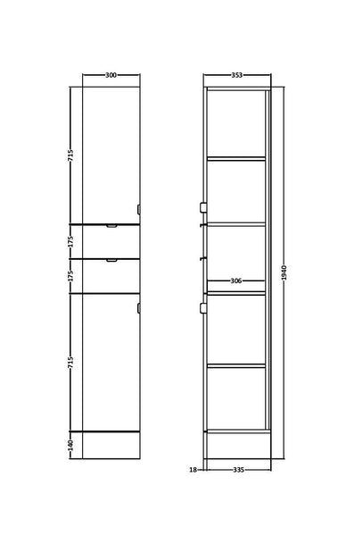 Hudson Reed 300mm Tall Unit