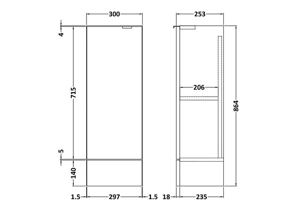 Hudson Reed 300mm Base Unit - Compact