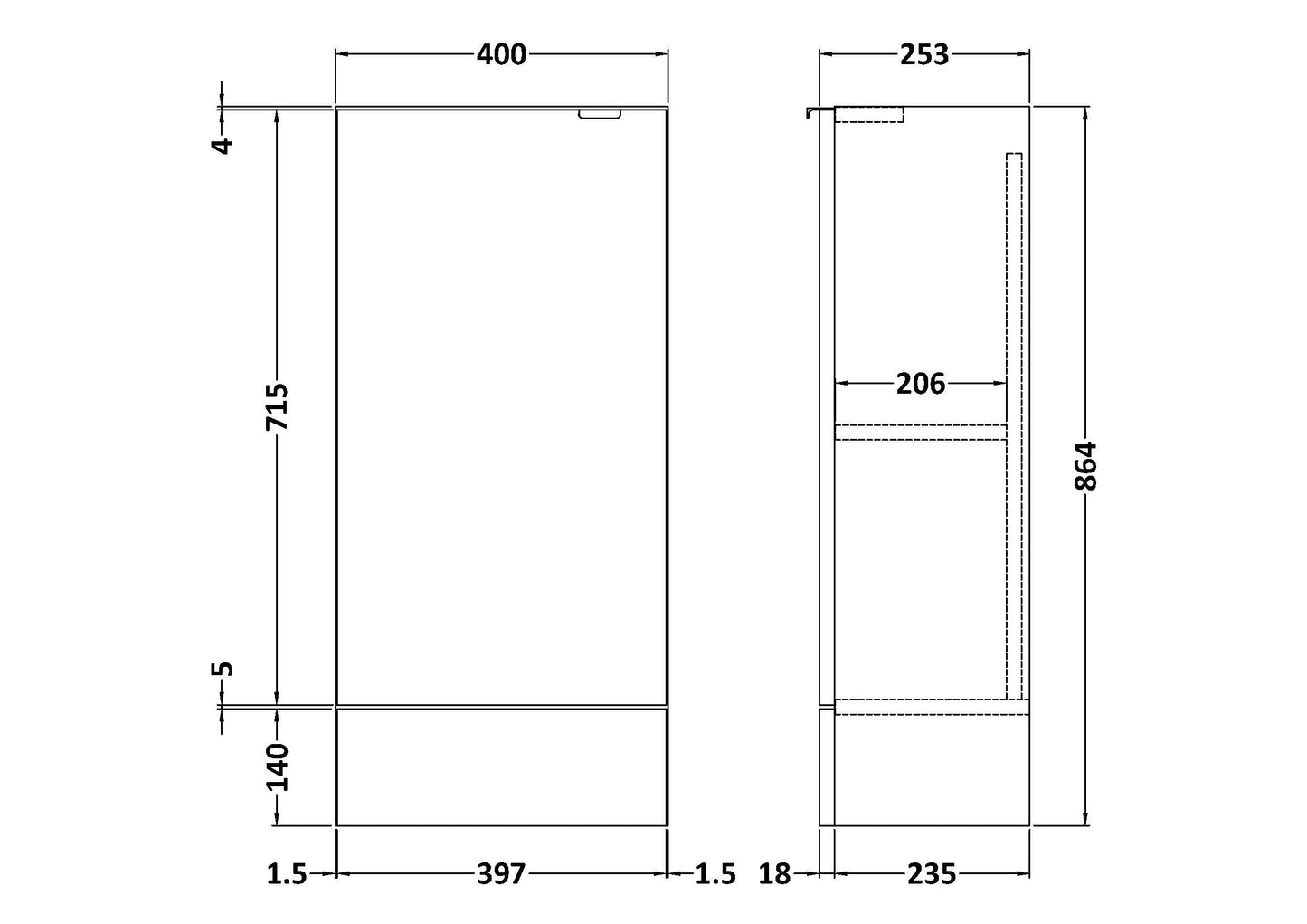 Hudson Reed 400mm Base Unit - Compact