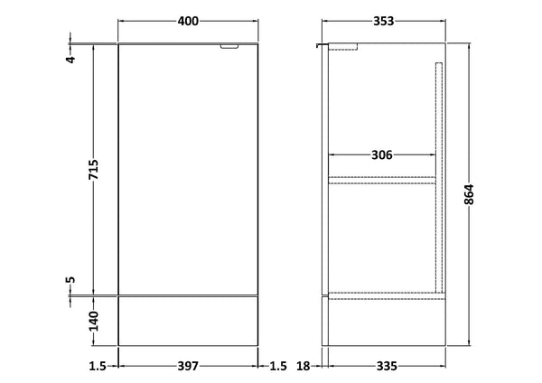 Hudson Reed 400mm Base Unit