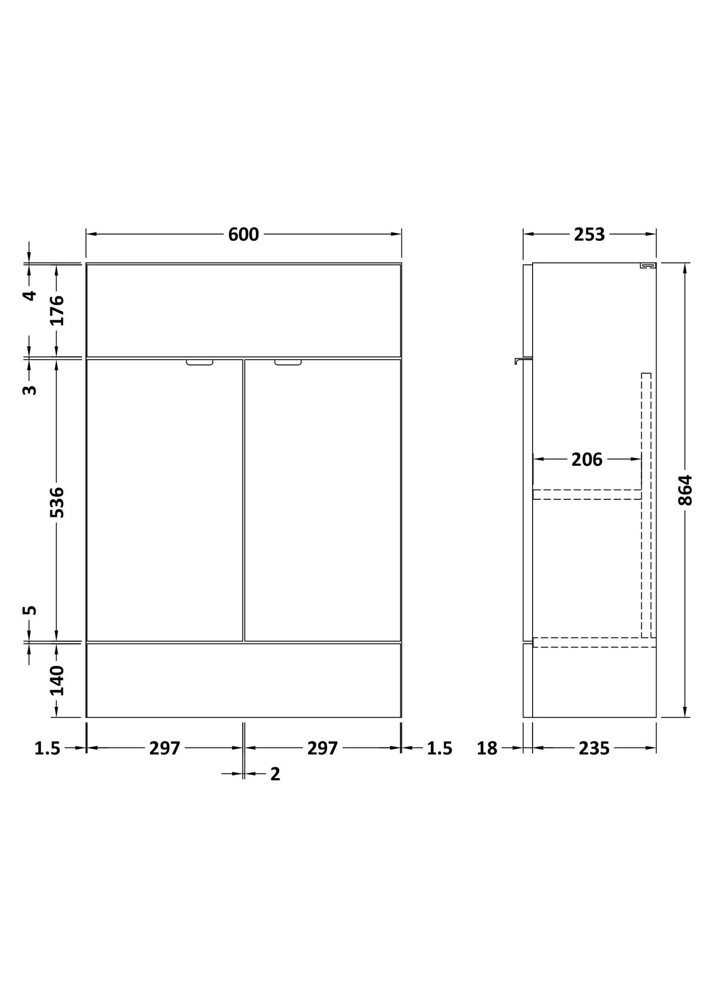 Hudson Reed 600mm Vanity Unit - Compact