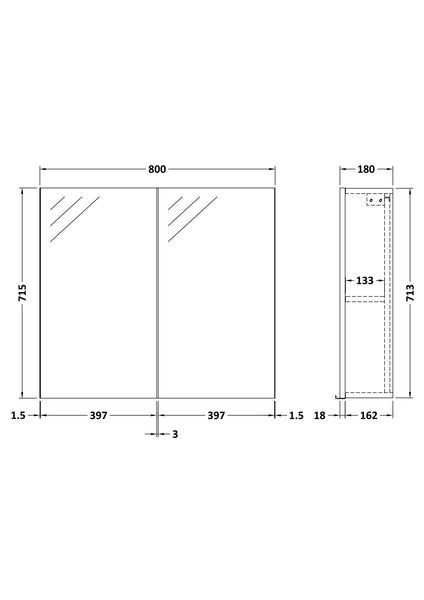 NUIE 800mm Mirror Unit (50/50)