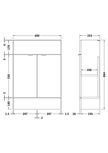 Hudson Reed 600mm Vanity Unit - Compact