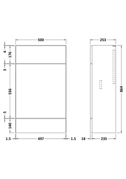 Hudson Reed 500mm  WC Unit - Compact