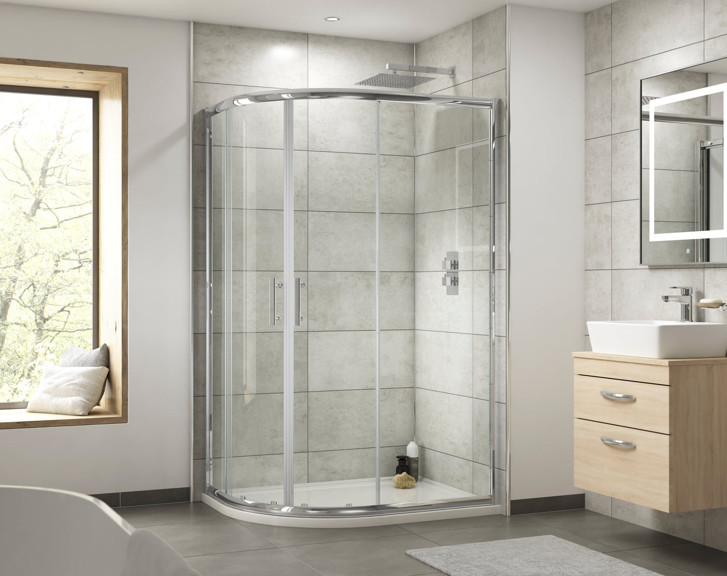 Hudson Reed Pacific 1200 x 800mm Offset Quadrant