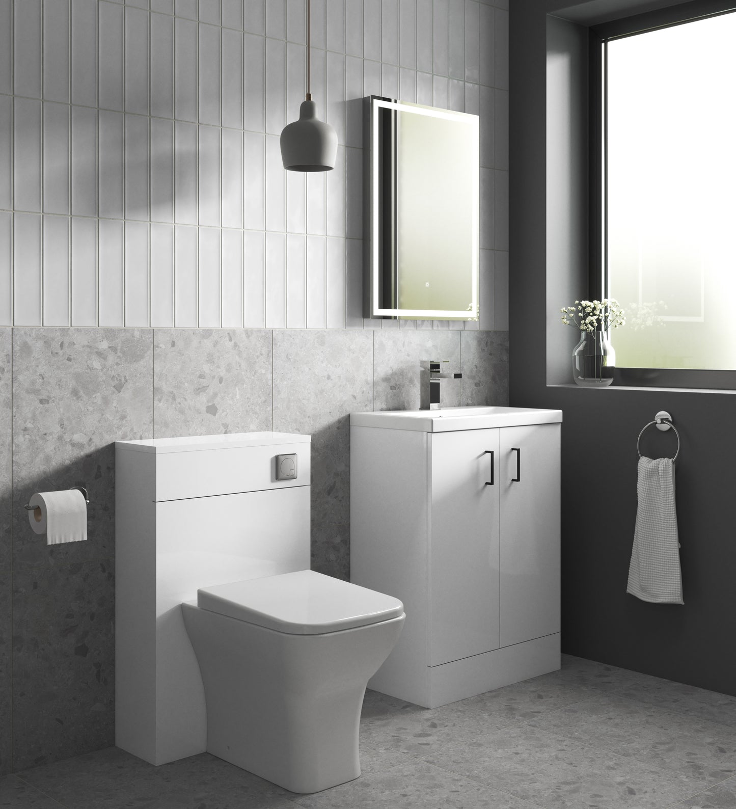 NUIE 500mm Floor Standing 2-Door Vanity & Polymarble Basin