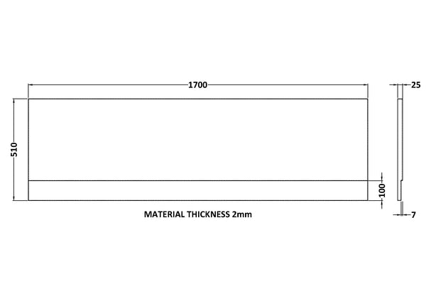 NUIE Acrylic Front Panel (1700mm)