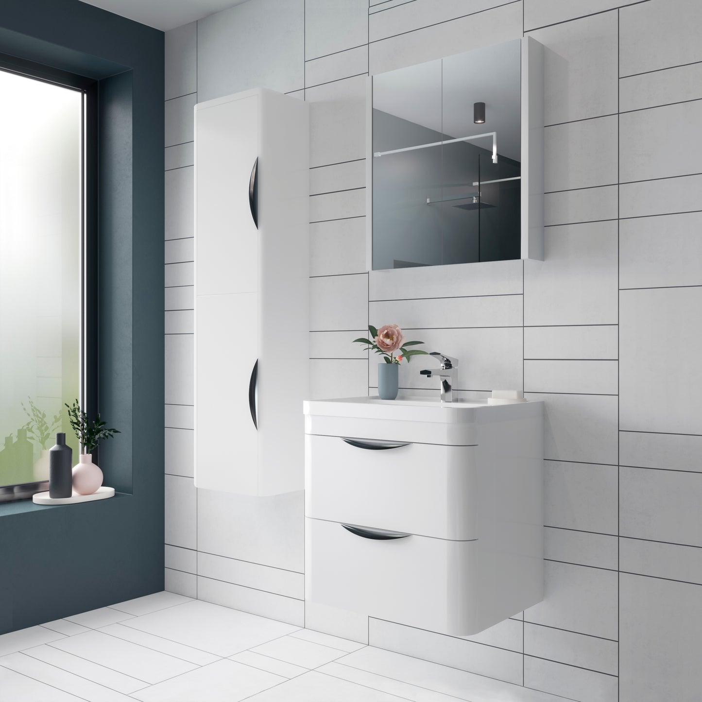 NUIE 800mm Wall Hung Vanity & Polymarble Basin