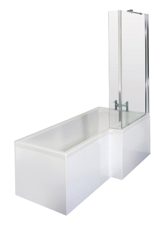 NUIE 1700mm Right Hand Square Shower Bath Set
