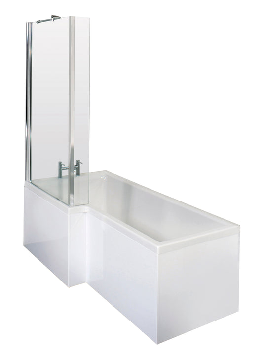 NUIE 1500mm Left Hand Square Shower Bath Set