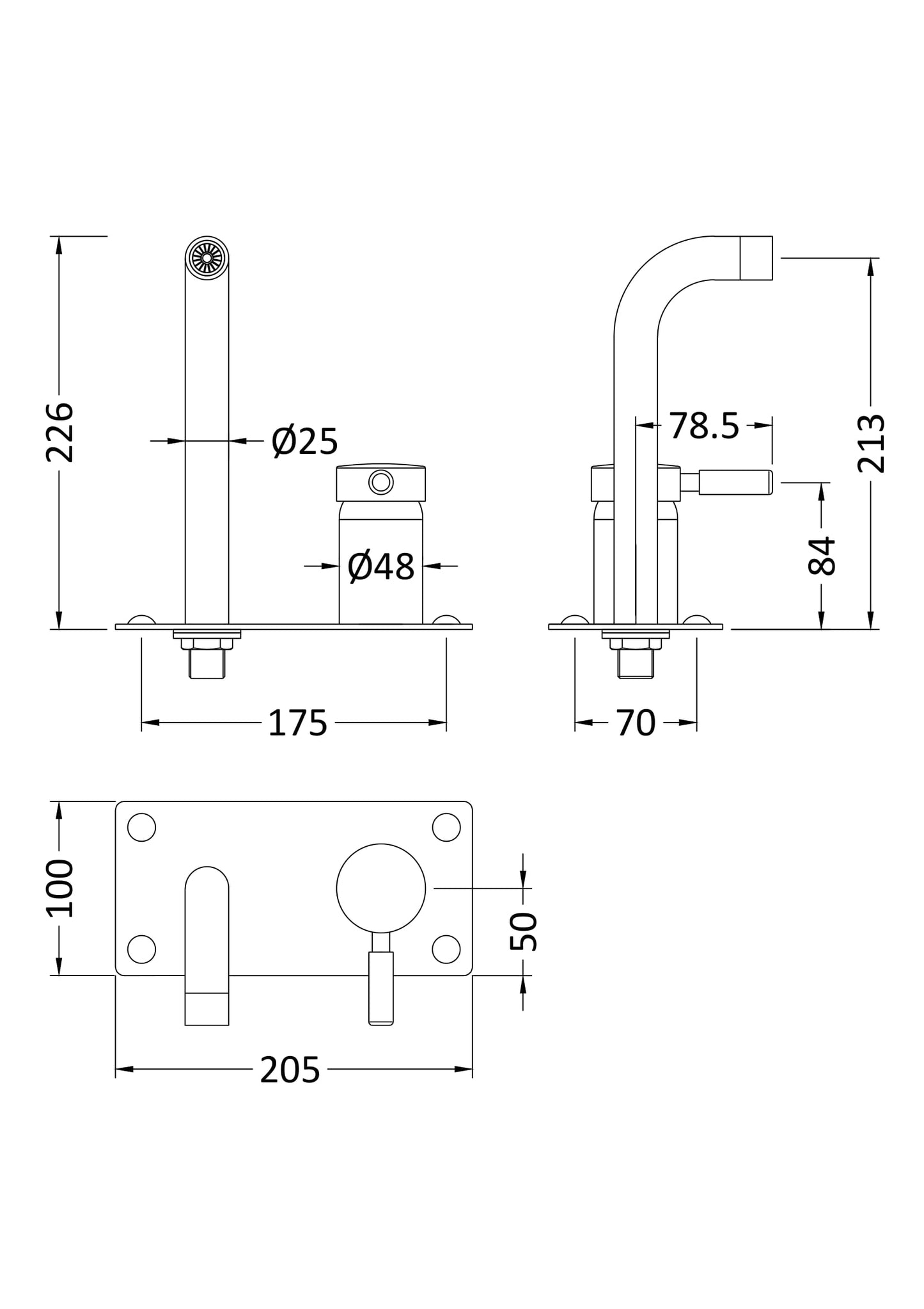 Hudson Reed Wall Mounted Basin Bath Filler