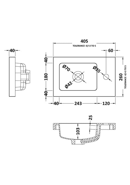 Hudson Reed 400mm Compact Basin