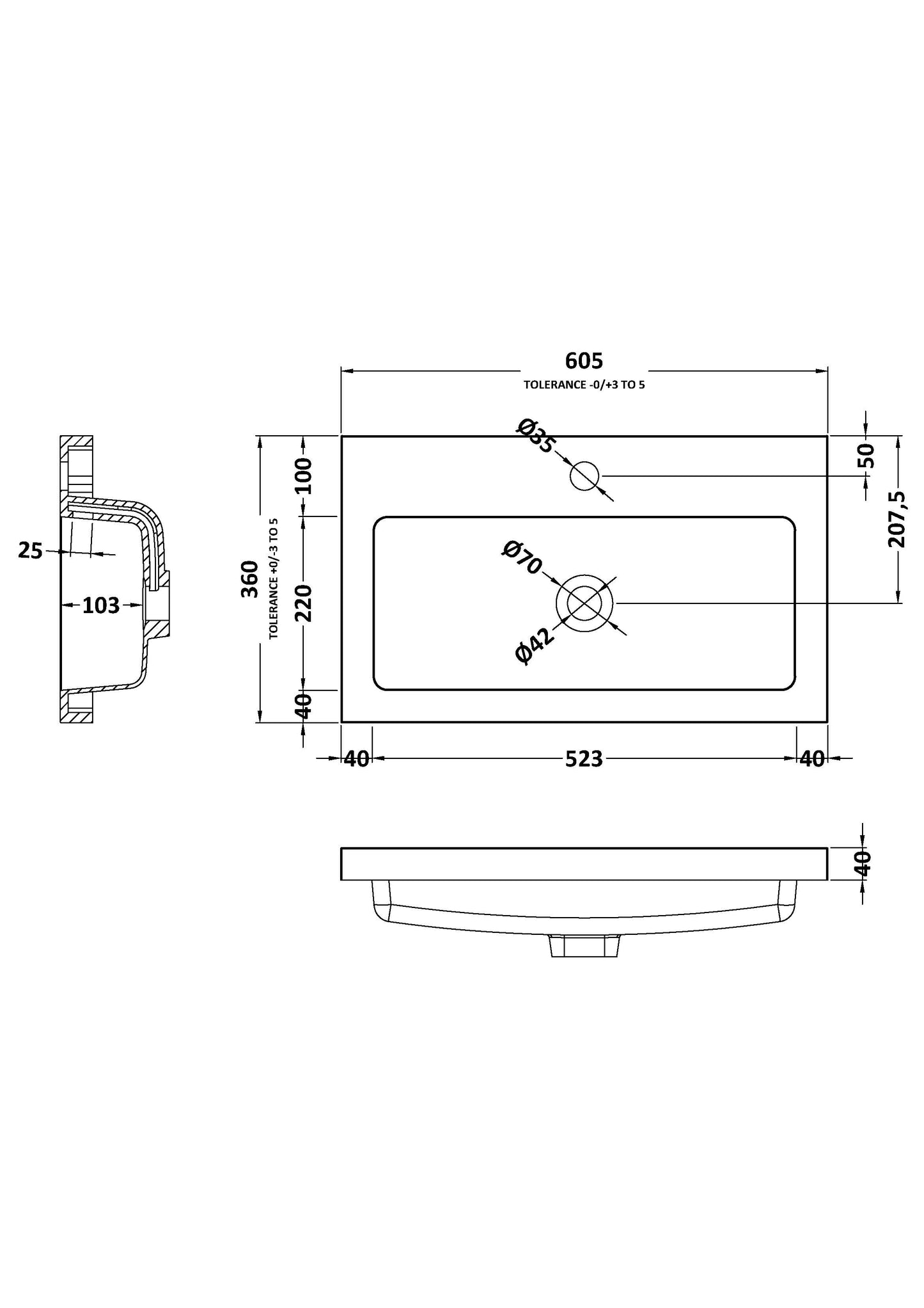 Hudson Reed 600mm Full Depth Basin