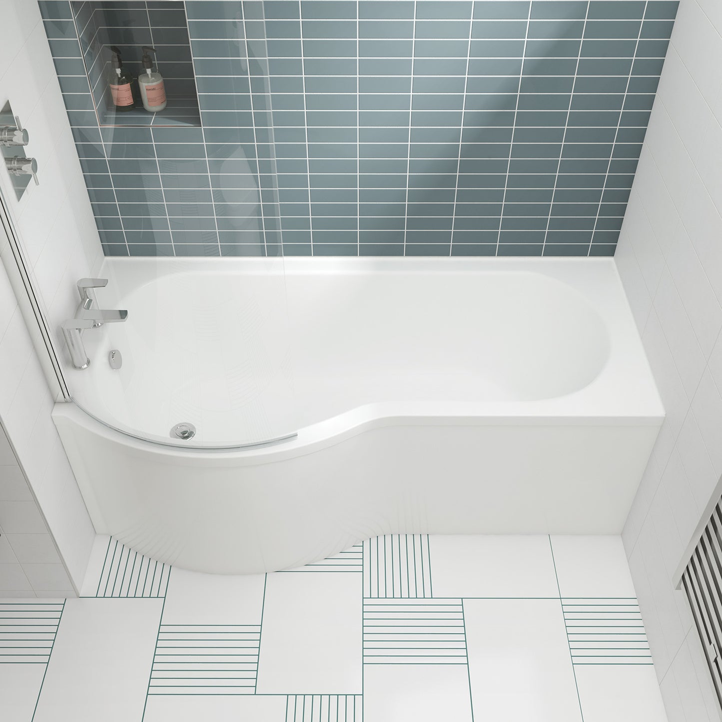 NUIE 1700mm Left Hand P-Shaped Bath