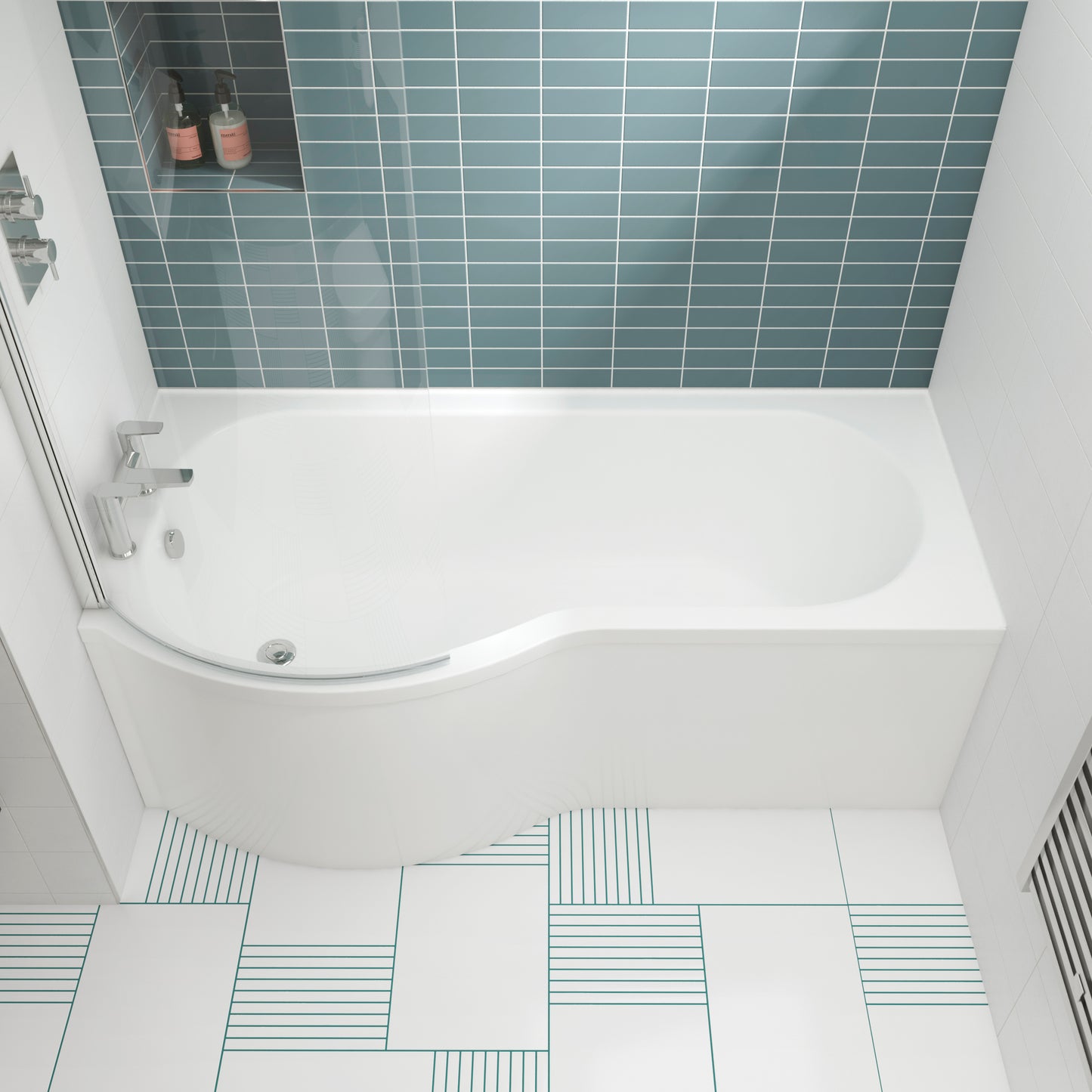NUIE 1600mm Right Hand P-Shaped Bath