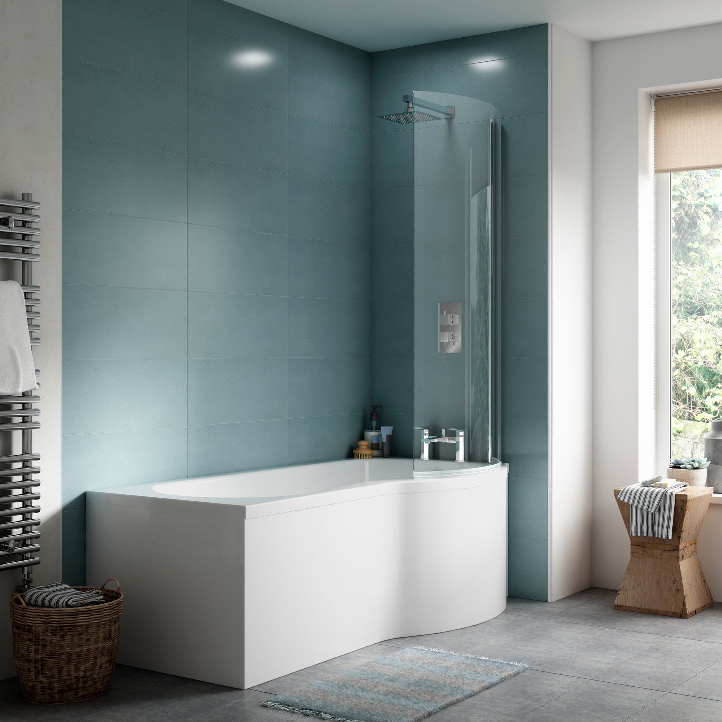 NUIE 1600mm Right Hand P-Shaped Bath