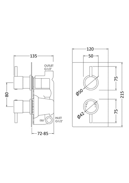 NUIE Twin Thermostatic Shower Valve