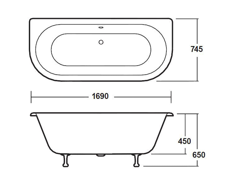 Hudson Reed Freestanding Bath - Deacon Leg Set (1700mm)
