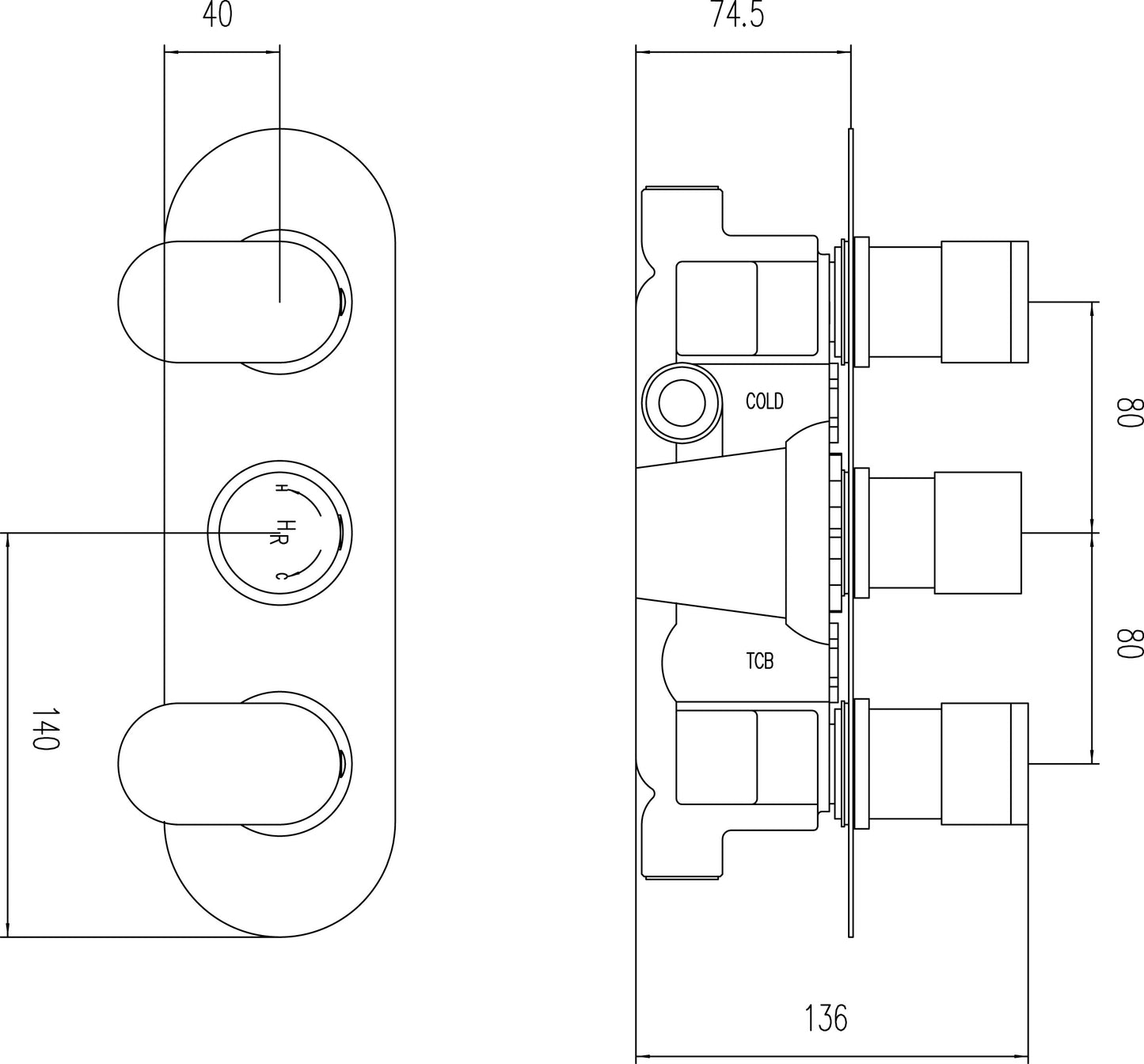 Hudson Reed Triple Thermostatic Shower Valve With Diverter