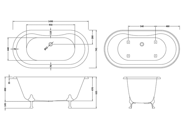 Hudson Reed Freestanding Bath - Corbel Leg Set (1500mm)