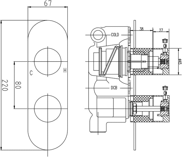 Hudson Reed Twin Thermostatic Shower Valve With Diverter