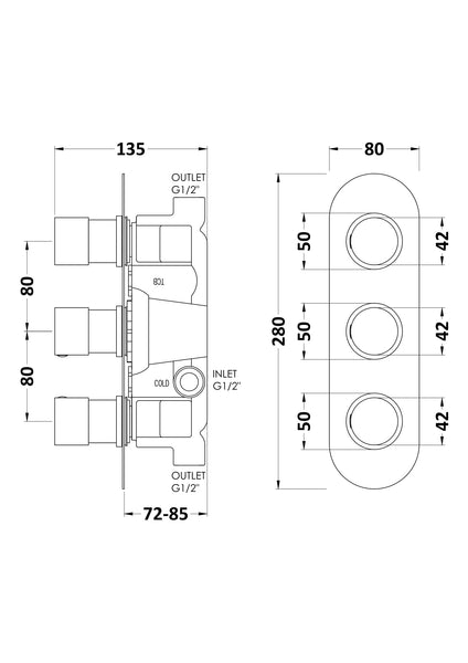 Hudson Reed Triple Valve