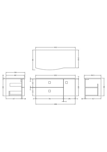 Hudson Reed 1000mm Left Hand Cabinet With Marble Top