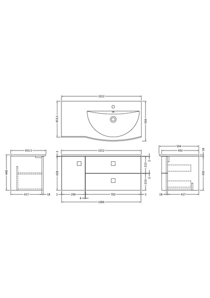 Hudson Reed 1000mm Cabinet & Basin - Right Hand