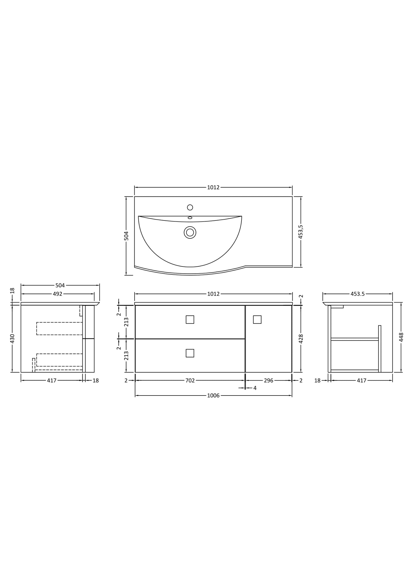 Hudson Reed 1000mm Cabinet & Basin - Left Hand