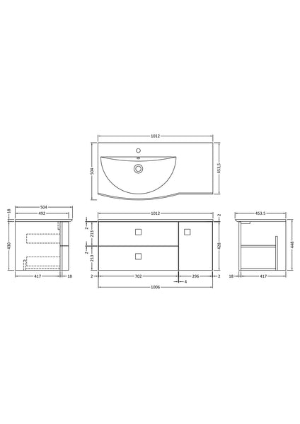 Hudson Reed 1000mm Cabinet & Basin - Left Hand