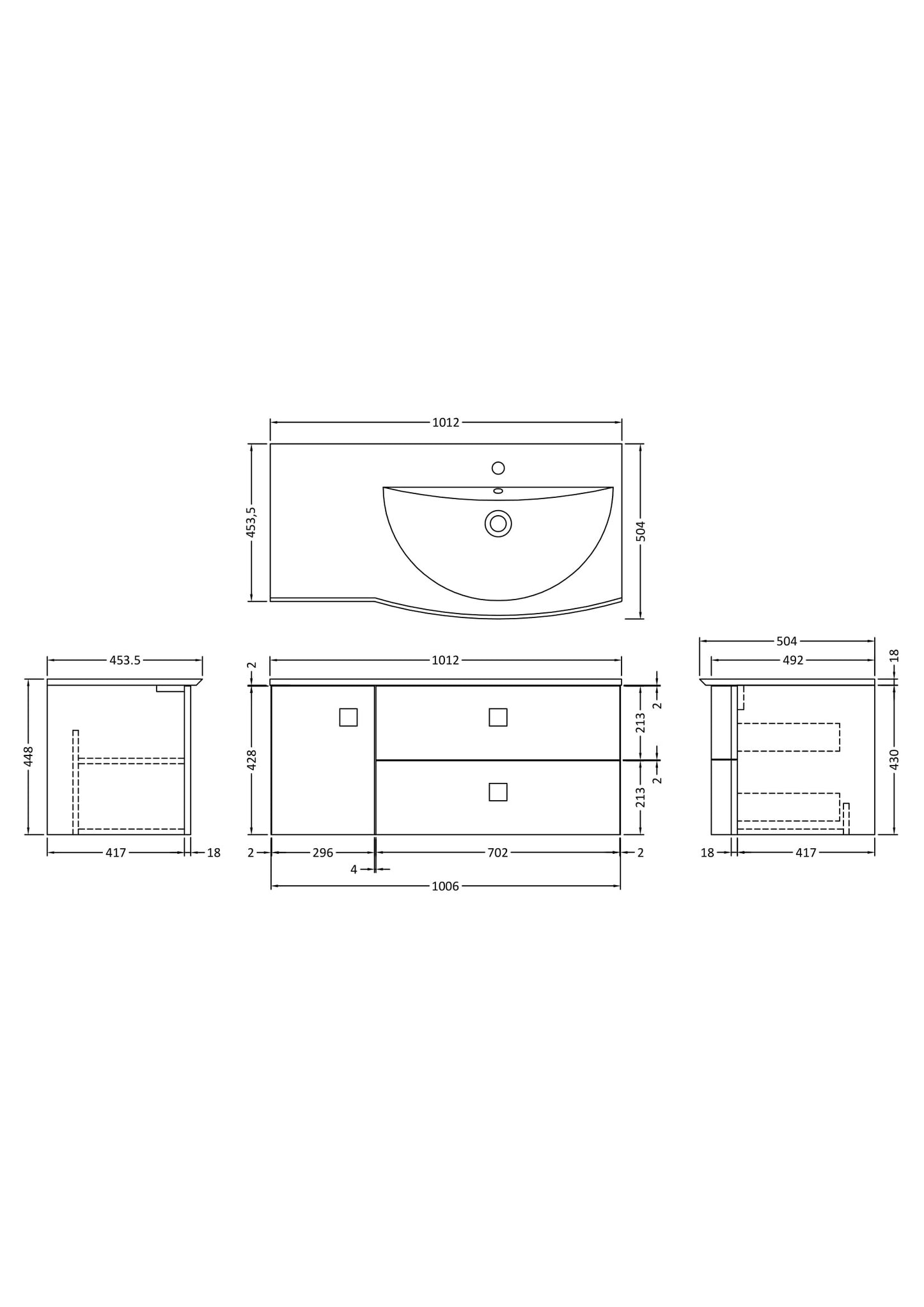 Hudson Reed 1000mm Cabinet & Basin - Right Hand