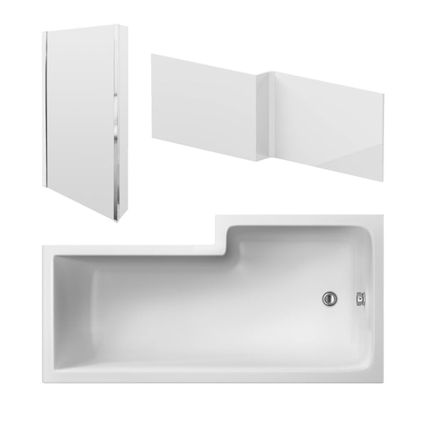NUIE 1600mm Left Hand Square Shower Bath Set