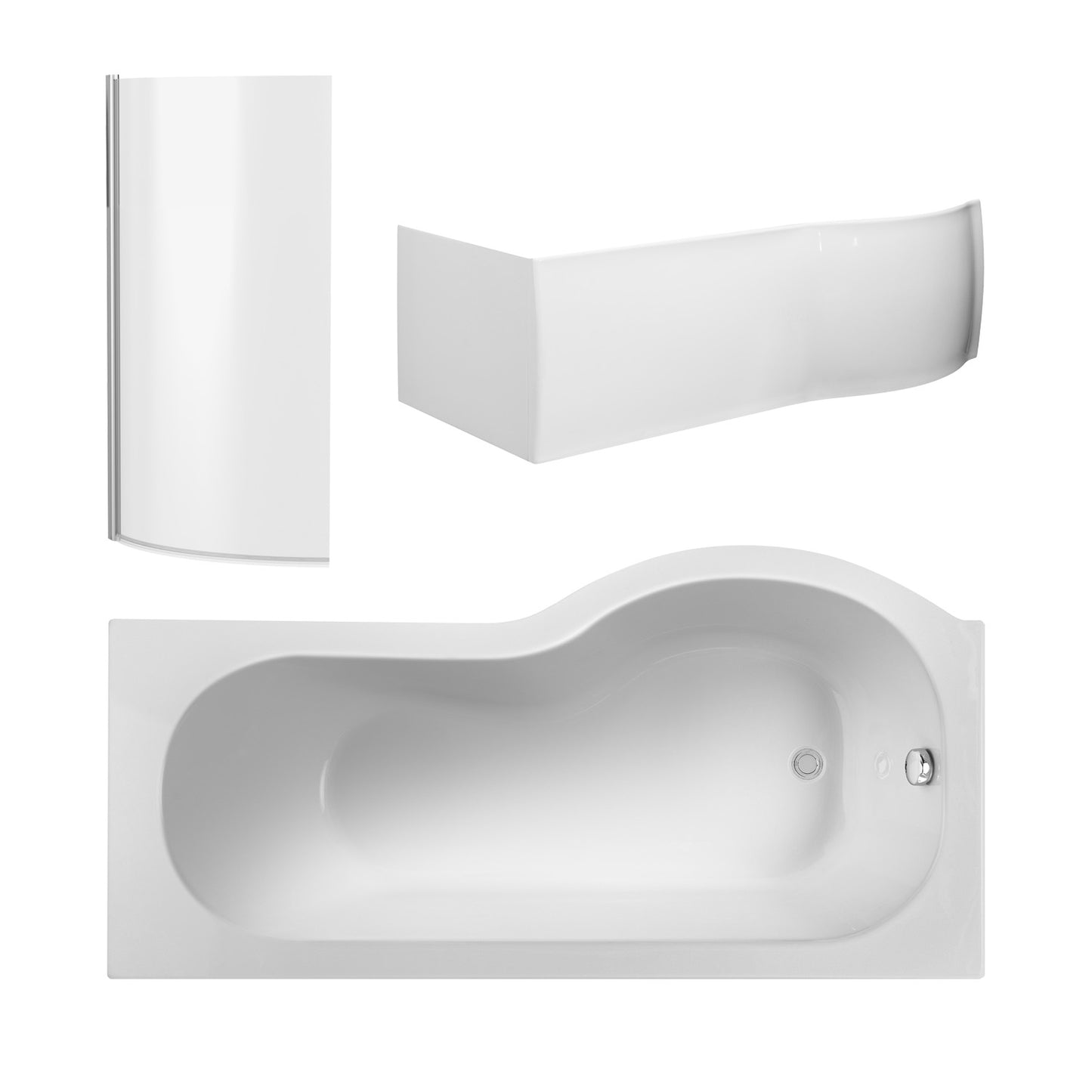 NUIE 1700mm Left Hand P-Shaped Bath Set