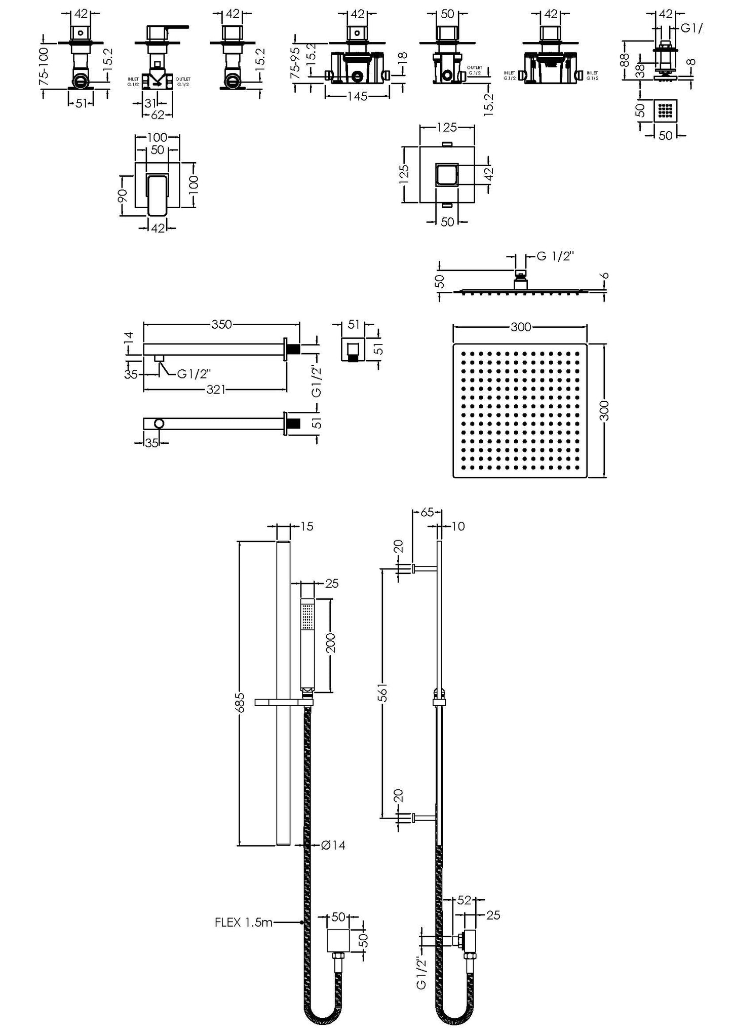 NUIE 3 Outlet Windon Bundle With Stop Taps