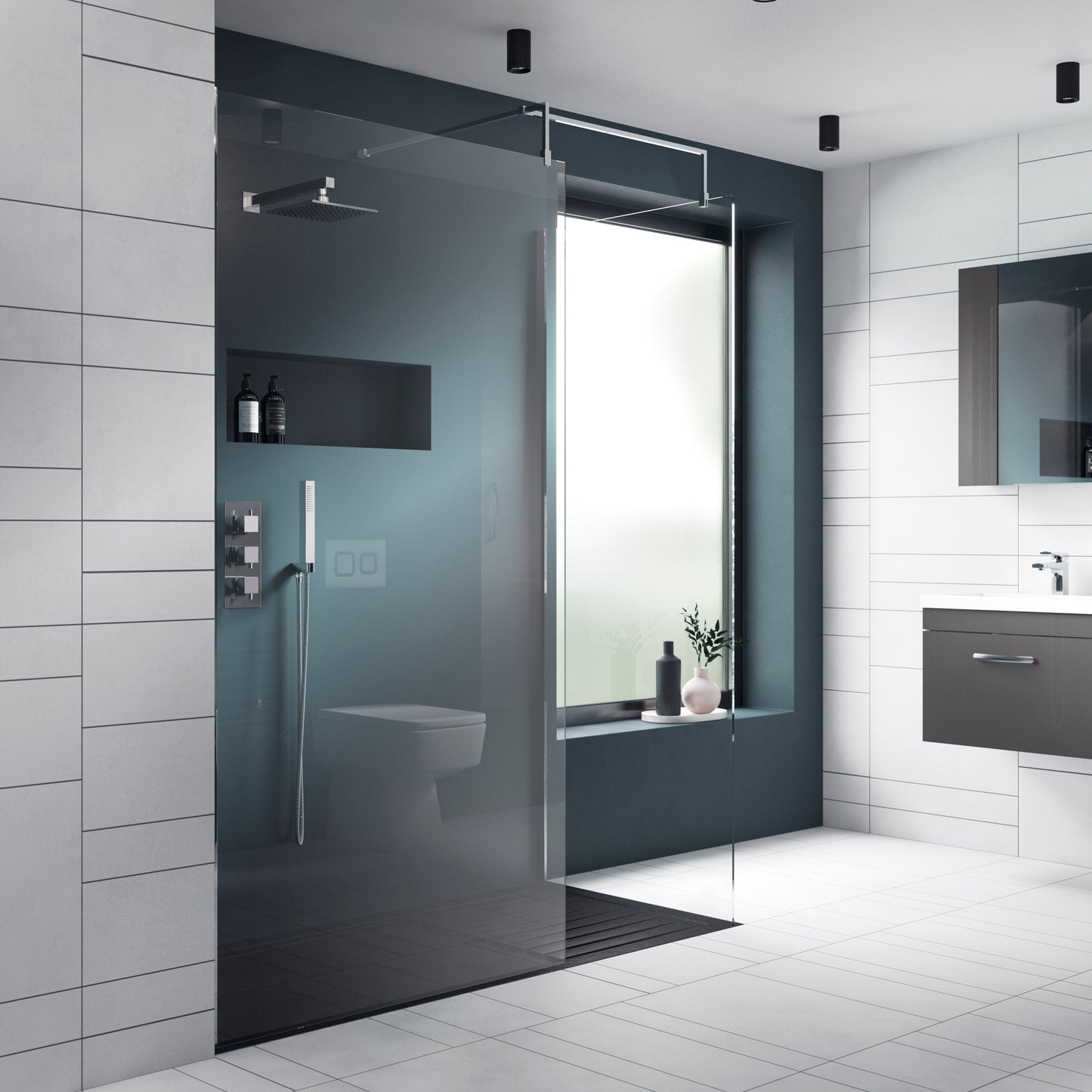 NUIE 1400mm Wetroom Screen & Support Bar