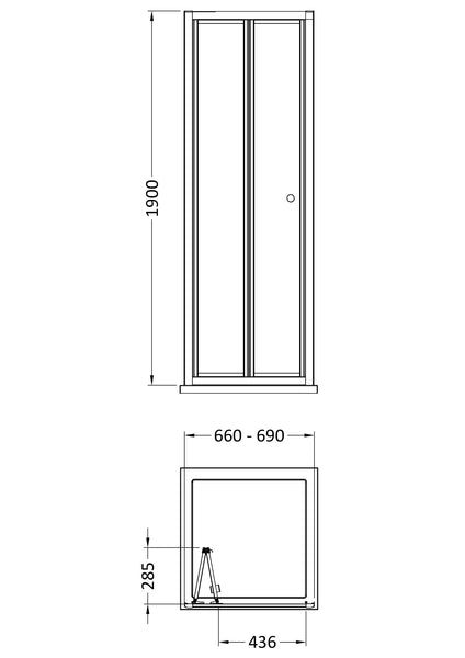 NUIE 1900 x 700mm Bi-Fold Shower Door