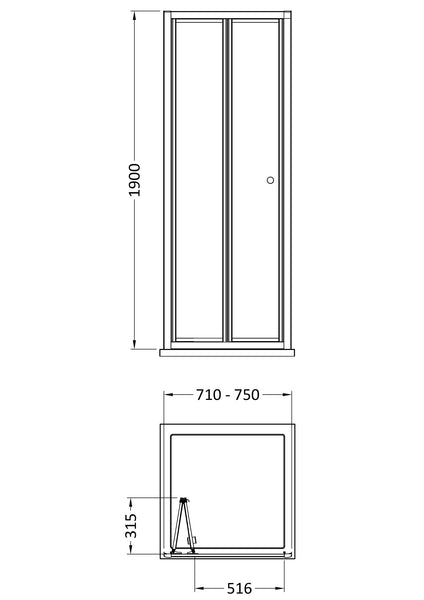 NUIE 1900 x 760mm Bi-Fold Shower Door