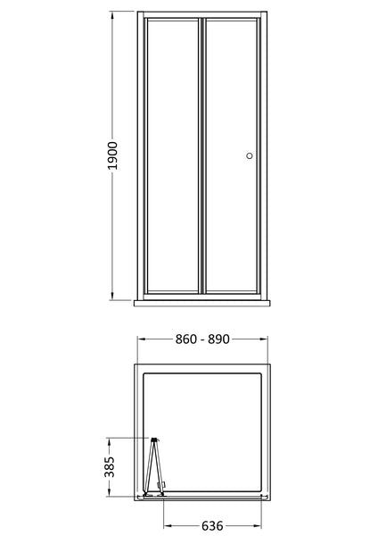 NUIE 1900 x 900mm Bi-Fold Shower Door