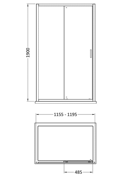 NUIE 1900 x 1200mm Sliding Shower Door