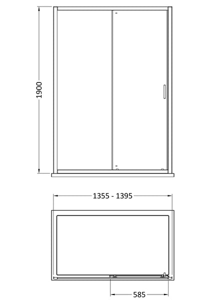NUIE 1900 x 1400mm Sliding Shower Door