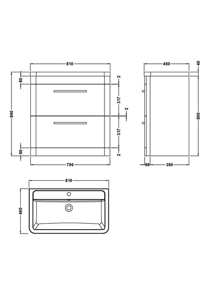 Hudson Reed Floor Standing 800mm Cabinet & Ceramic Basin